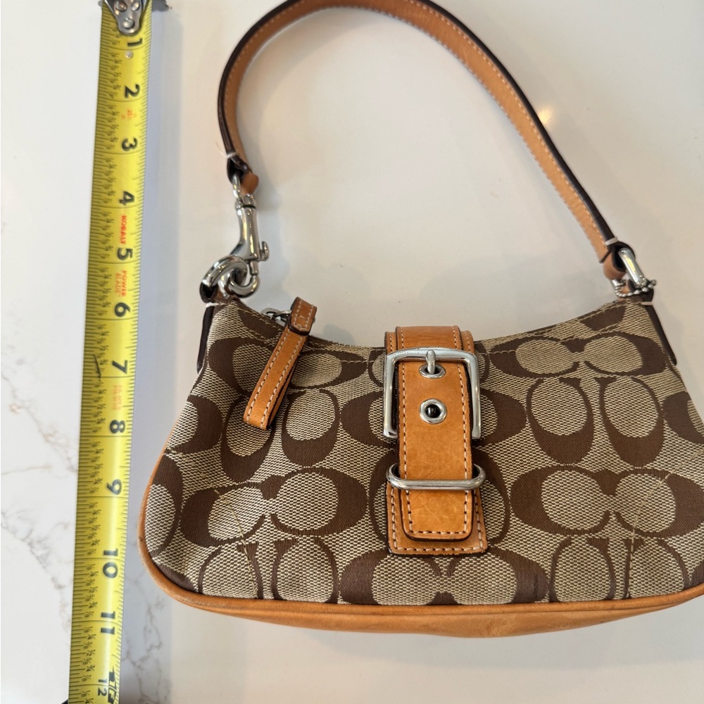 Coach Signature Canvas Mini Shoulder Bag in Brown and Tan - Picture 6 of 10